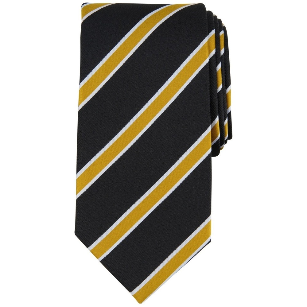 Tayion Mens Tie One Size Black/Gold Striped Regular Fit Necktie NWT